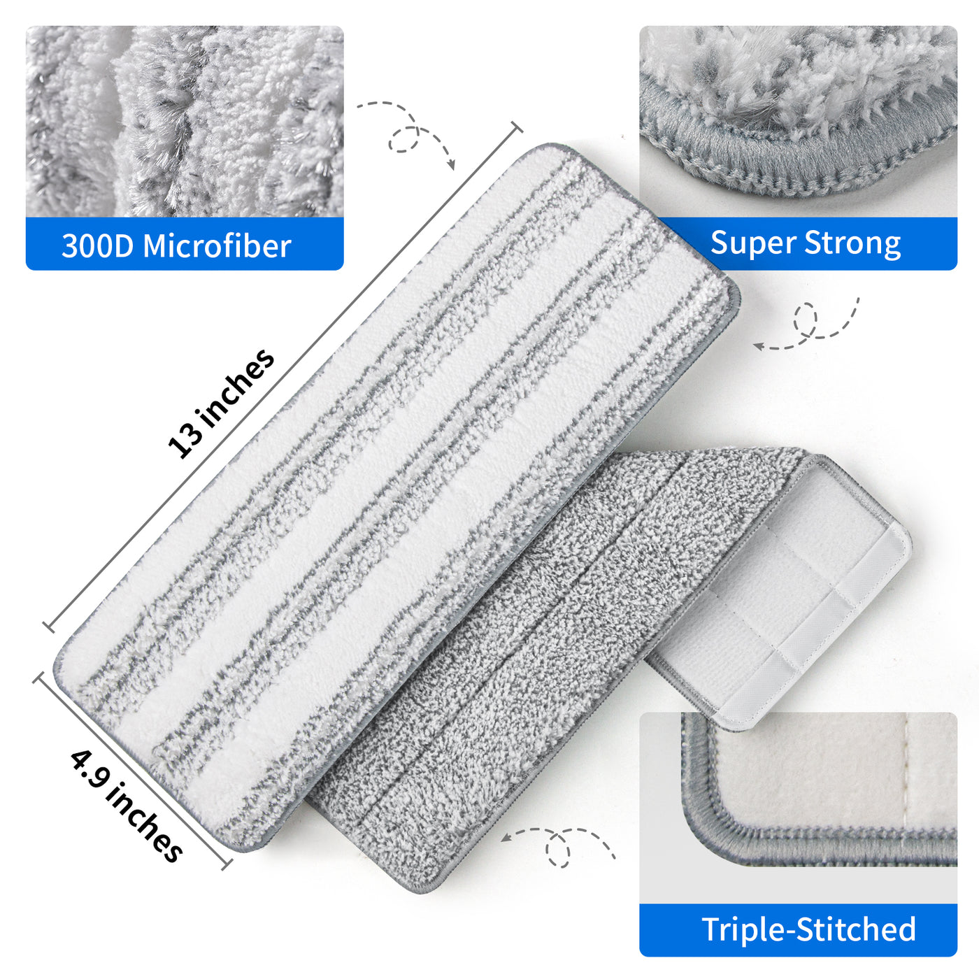 1/2/4/10pcs Microfiber Flat Mop Replacement Pads, Twisted