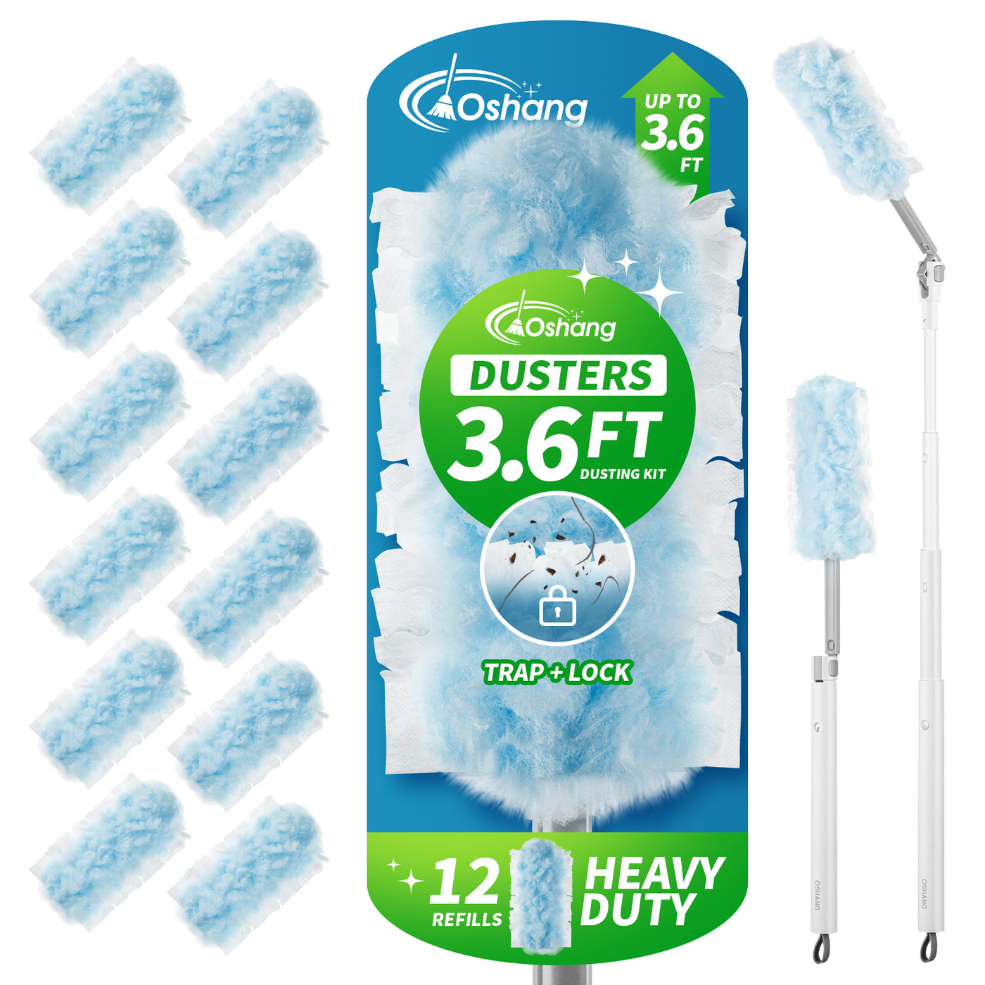 50 Count Heavy Duty Duster Refills - Compatible With Swiffer Dusters | 360 Cleaning Refills For Home Dusting