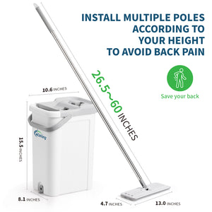 Oshang Flat Mop and Bucket (OG2) - 4 Microfiber Mop Pads