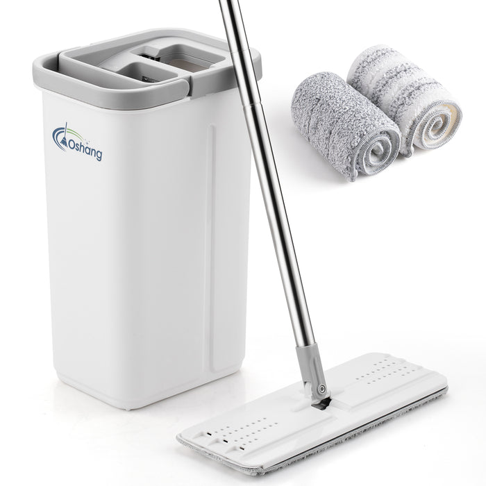 Oshang Flat Mop and Bucket (OG3) - 2 Microfiber Mop Pads