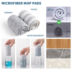 Oshang Flat Mop and Bucket (OG2) - 4 Microfiber Mop Pads